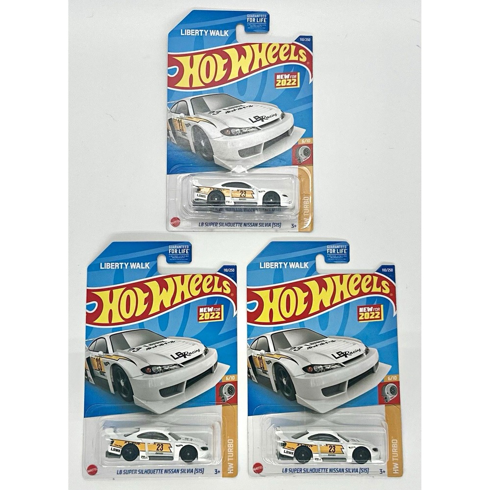 Hot Wheels LB Super Silhouette Nissan Silvia (S15) White Lot of 3 HW Turbo 1:64
